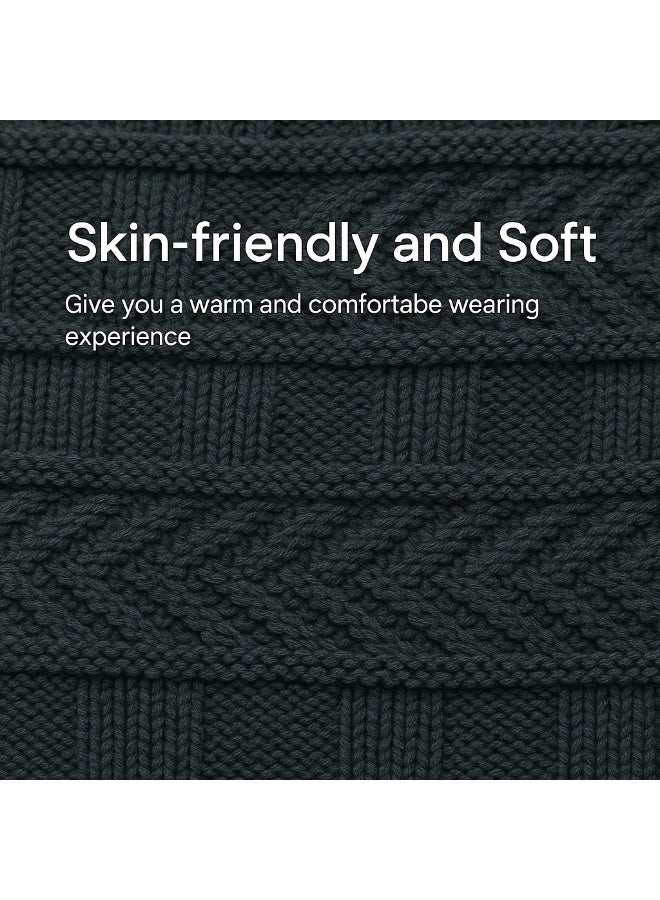 SARAOONT 2-Piece Black Winter Thick Hat Beanie scarf set - Image 3