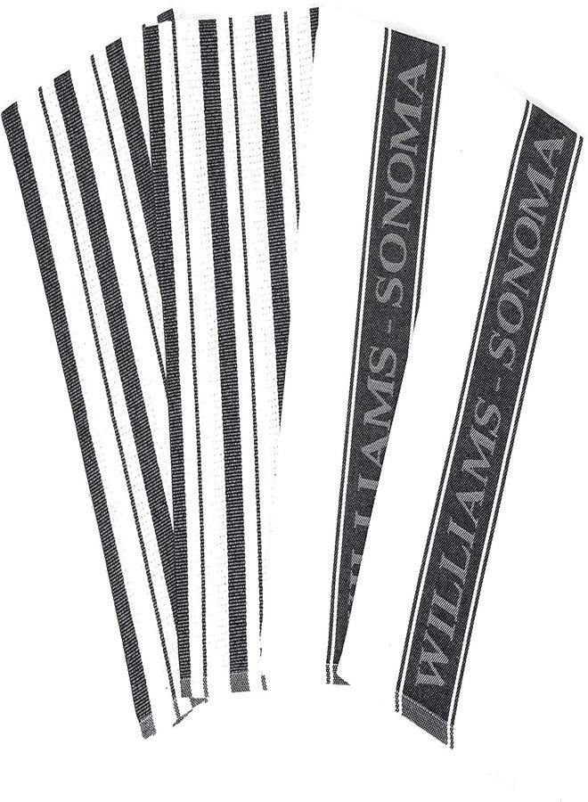 williams sonoma Williams-Sonoma Classic Striped Towels Set & Logo Towels Set - 4 Pack (Black) - Image 1