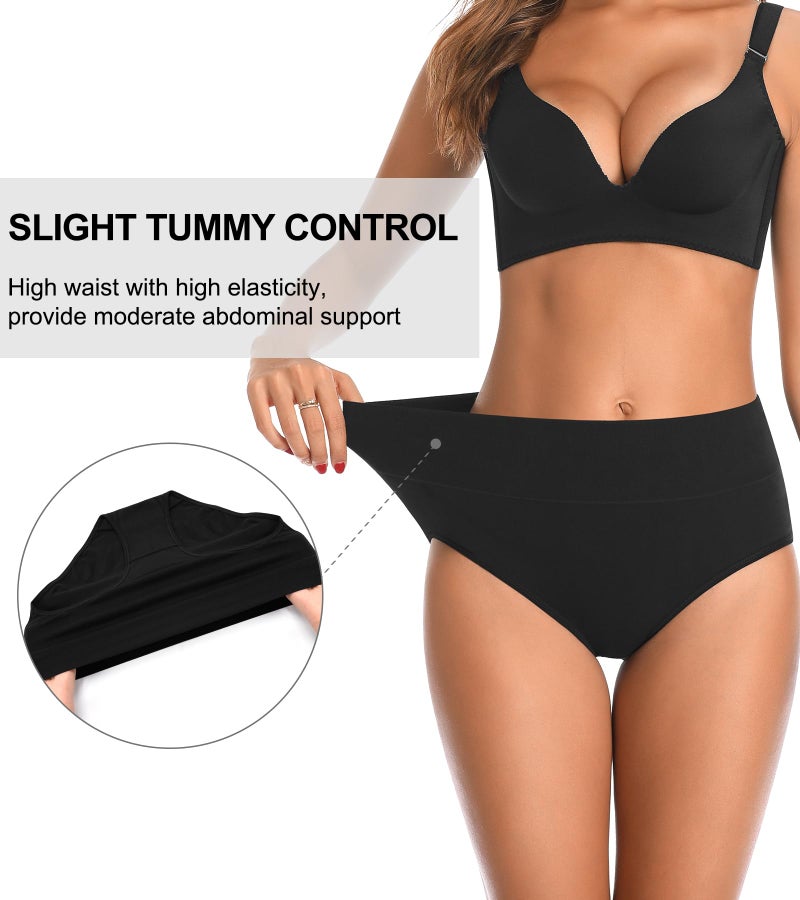OPIBOO High Waisted Womens Cotton Underwear Tummy Control Double Layer Postpartum Essentials Panties Stretch Comfortable Briefs Black L - Image 3