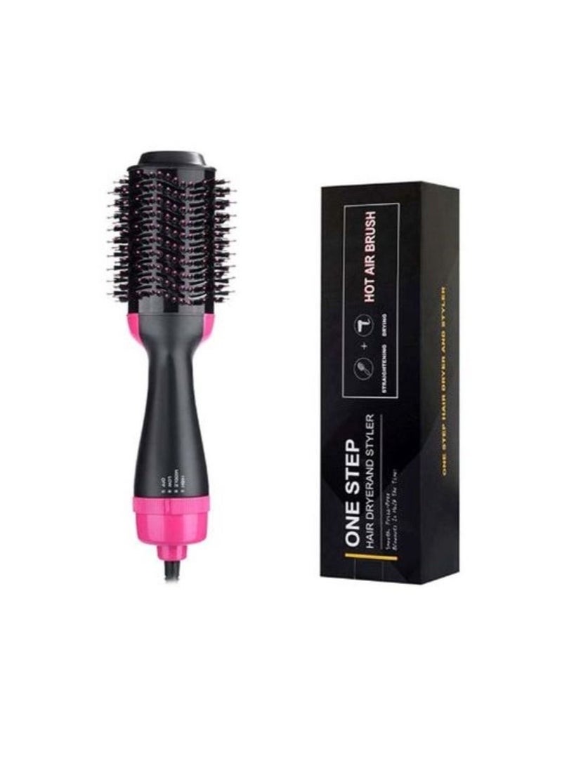 3 In 1 Electric One Step Hair Dryer And Styler Brush Comb Black/Pink - Image 1