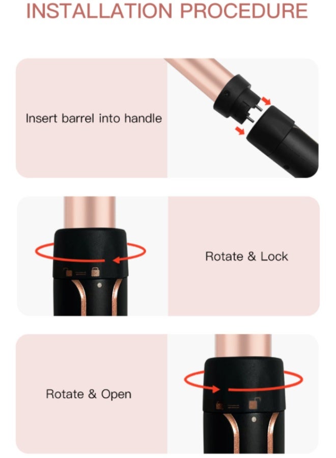 5 in 1 Interchangeable Curling Iron Wand Set with LCD Display - Multi-Size 10-38mm Barrels, Hot Air Brush & Comb Tools for Versatile Curls/Waves (19-25mm/38mm/10mm/25mm) - Image 4