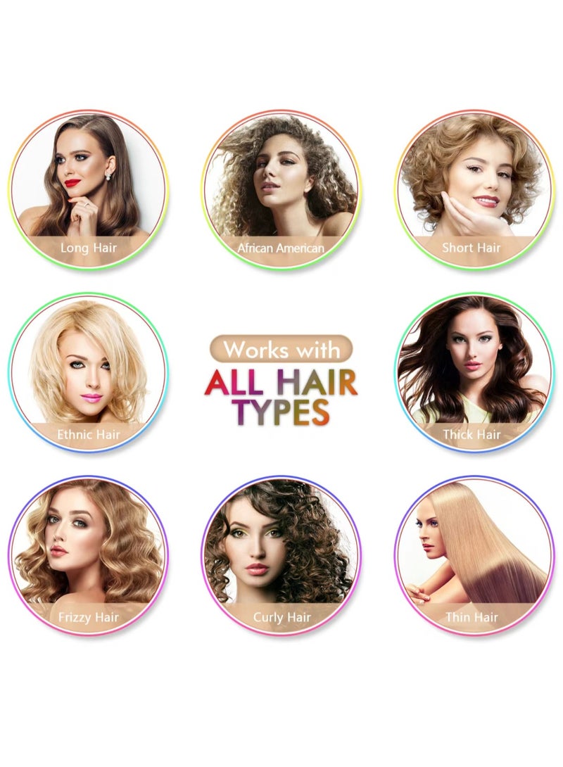 5 in 1 Interchangeable Curling Iron Wand Set with LCD Display - Multi-Size 10-38mm Barrels, Hot Air Brush & Comb Tools for Versatile Curls/Waves (19-25mm/38mm/10mm/25mm) - Image 5