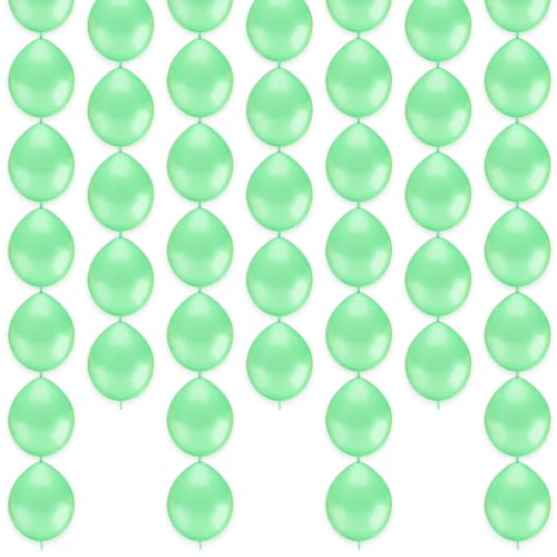 JUSTOTRY Link Balloons 6 Inch 100 Pcs Quick Link Balloon Latex Linking Balloons Connected Linkable Balloon Birthday Wedding Party DecorationsGreen - Image 1