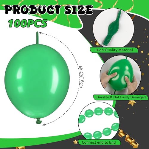 JUSTOTRY Link Balloons 6 Inch 100 Pcs Quick Link Balloon Latex Linking Balloons Connected Linkable Balloon Birthday Wedding Party DecorationsGreen - Image 5