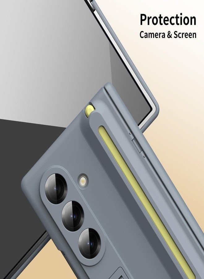 NINKI for Samsung Z Fold 7 Case with S Pen Holder & Stylus and Hidden Kickstand,Protective Hinge Screen Protector Matte Phone Cover for Samsung Galaxy Z Fold 7 Case with S Pen Slot and Stand - Gray - Image 5