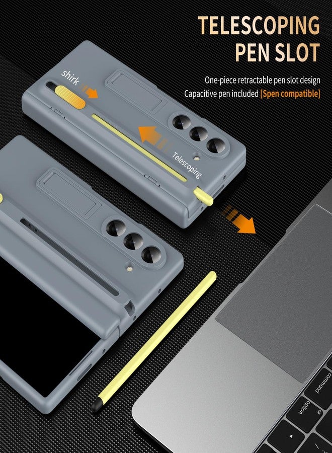 NINKI for Samsung Z Fold 7 Case with S Pen Holder & Stylus and Hidden Kickstand,Protective Hinge Screen Protector Matte Phone Cover for Samsung Galaxy Z Fold 7 Case with S Pen Slot and Stand - Gray - Image 2