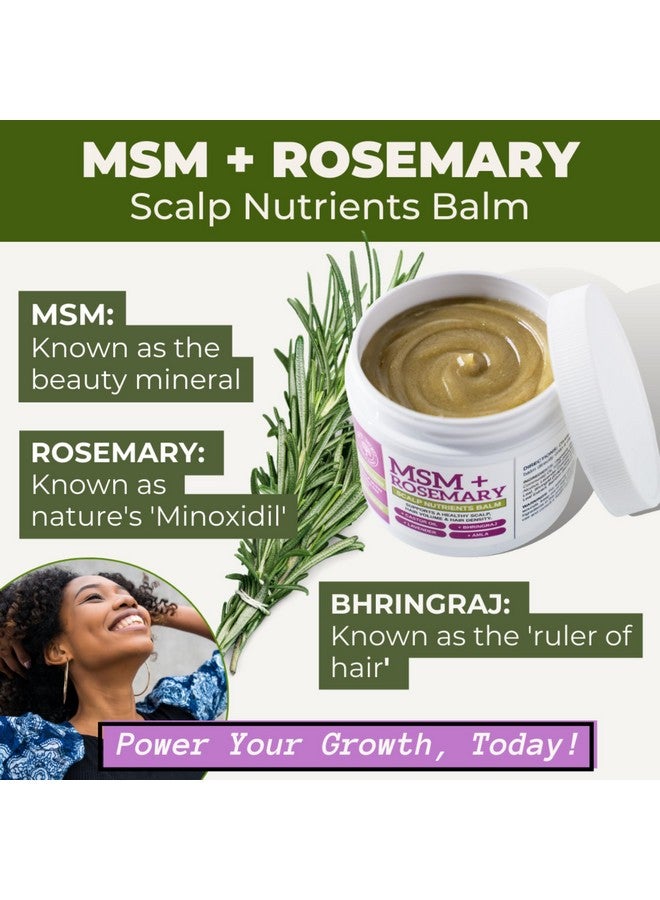 Qhemet Biologics MSM + Rosemary Scalp Nutrients Balm | Nourishing Hair Growth Formula with Bhringraj, Castor & Coconut Oil | For Dry, Thinning Hair & Slow Growth | Vegan (4 oz) - Image 5