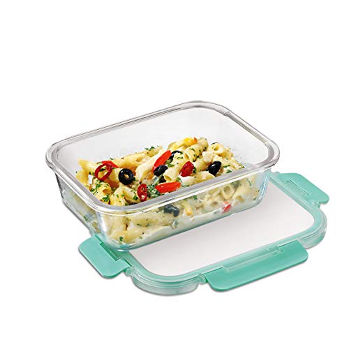 Allo FoodSafe Glass Containers with Lids with Break Free Lock, Oven Microwave Safe Containers, High Borosilicate Meal Prep Glass Food Storage Containers for Kitchen, 640ml - Image 1