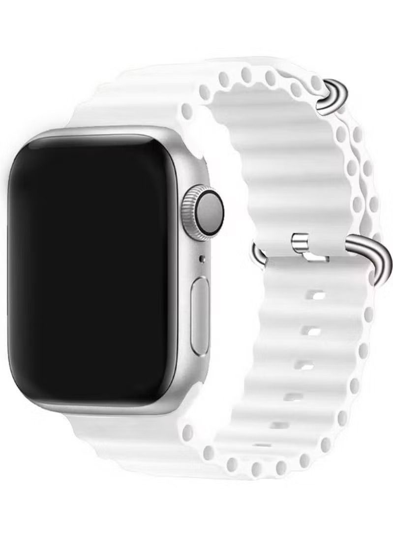 Zaboon Apple Watch Ocean Band 49mm 45mm 44mm 42mm Soft Silicone Loop Strap for iWatch Series Ultra/8/7/SE/6/5/4/3/2/1 White - Image 1
