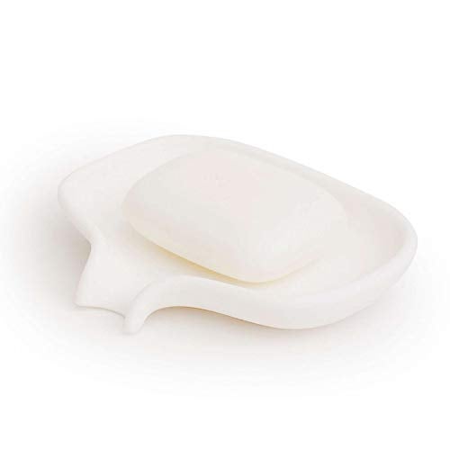 Bosign Silicone Soap Dish, Large, White - Spout Drips Excess Water - Image 2