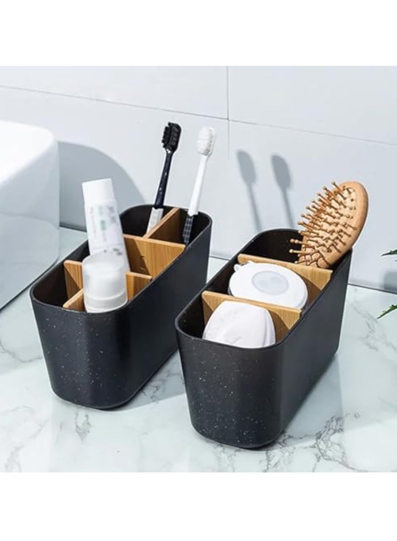 Arabest Toothbrush Holder with Anti-Slip, Multi-Functional Storage, Large Electric Toothbrush and Toothpaste Organizer Caddy for Bathroom Vanity Sink Countertop (Black)  - Image 3