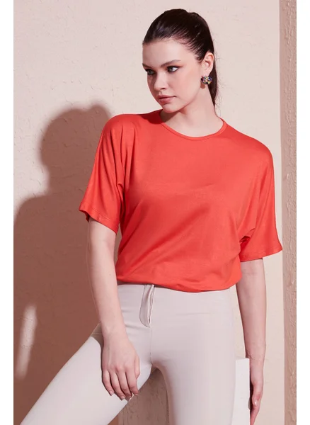 ليلا Crew Neck Oversize Flexible Textured Blouse Women's Blouse 5864528
