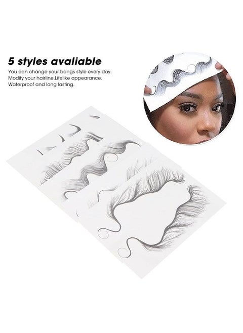 Hair Edges Tattoo Stickers 5 Sheets Baby Hair Tattoo Edges Hair Temporary Tattoo Stickers Waterproof DIY Hairstyling Hair Stickers Fake Hairline Sticker for Women Girls