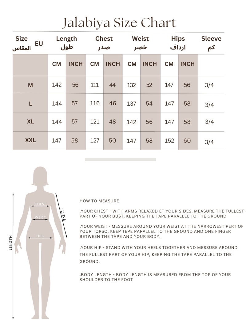 اكسا جلابية سيلفر جلامور بأكمام شفافة بيج - Image 5