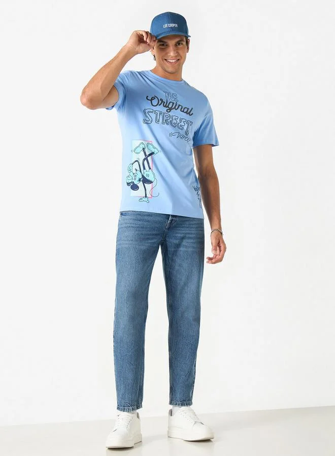 SP Characters Mickey Mouse Print T-shirt with Crew Neck and Short Sleeves