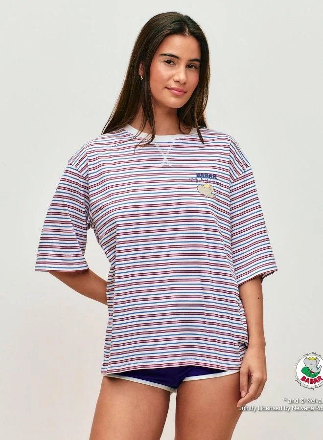 UNDIZ Babar striped jersey T-shirt