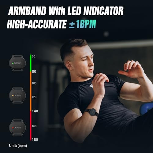 CYCPLUS Heart Rate Monitor Armband,Bluetooth 5.1 ANT+ HR Monitor with HR Zone LED Indicator, IP67 Waterproof, Use for Running Cycling Gym and Other Sports (2025 Upgraded Model) - Image 3