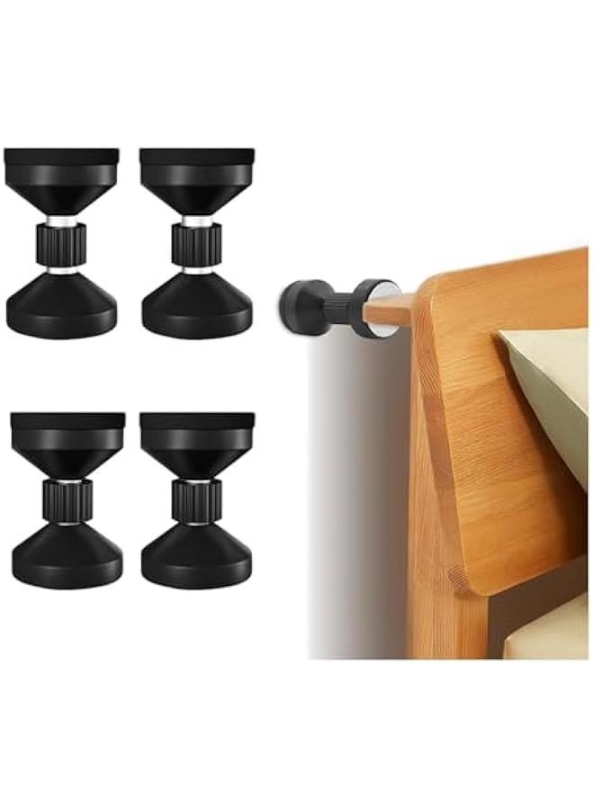 HOOKOR Headboard Stoppers for Wall, Adjustable Threaded Bed Frame Anti-Shake Tool, Bedside Anti Shake Tool for Beds Sofas Cabinets, Easy to Install, 4PCs, Black,M - Image 1