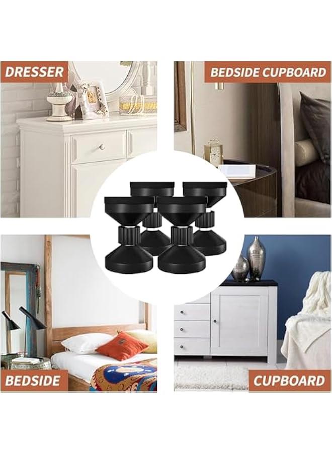 HOOKOR Headboard Stoppers for Wall, Adjustable Threaded Bed Frame Anti-Shake Tool, Bedside Anti Shake Tool for Beds Sofas Cabinets, Easy to Install, 4PCs, Black,M - Image 3