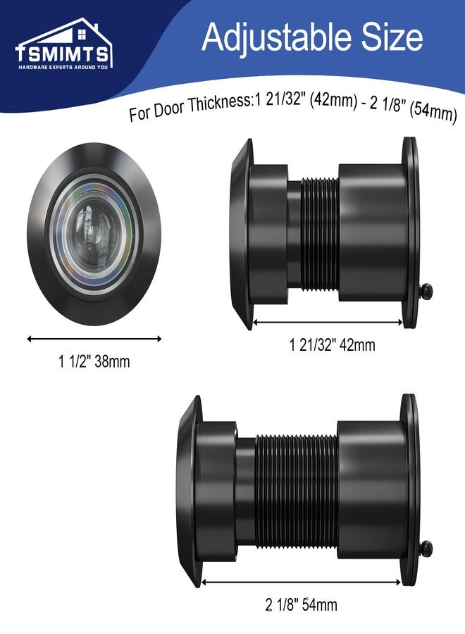 TSMIMTS Door Viewer Peephole, Solid Brass 220 Degree HD Door Viewer, with 1-7/64″ (28mm) Drill Bit and Privacy Cover, Compatible with Door Thick from 1-21/32" to 2-1/8" Matte Black Finish - Image 4