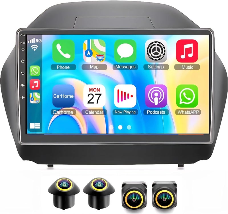 فيريكس ستيريو سيارة هيونداي توسان IX35 مناسب لشاشة أندرويد توسان iX35 مع Apple Carplay Android Auto لاسلكي واي فاي DSP FM&AM BT AHD كاميرا متضمنة واجهة سريعة QLED (4 + 32 جيجابايت 360D كاميرات) - Image 1