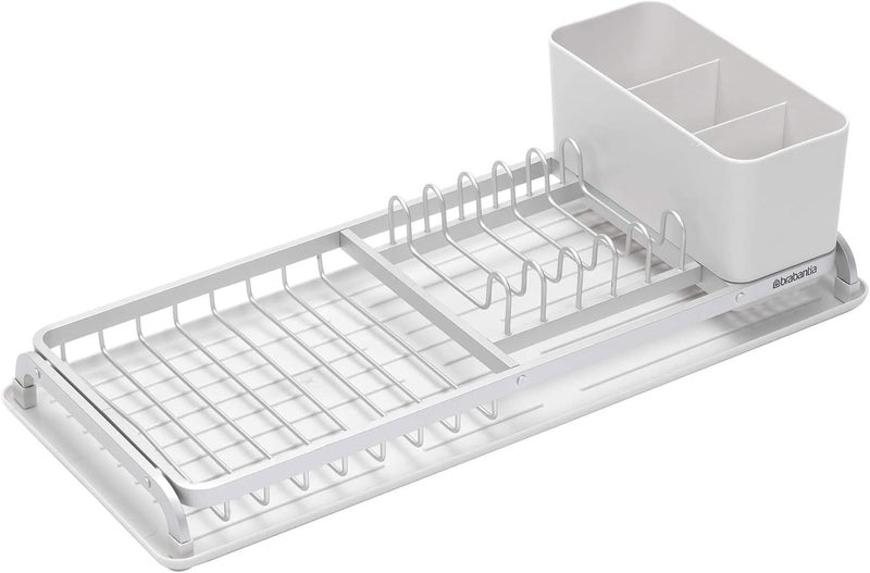 Brabantia Compact Dish Drying Draining Rack with Removable Cutlery Basket - Light Gray - Image 1