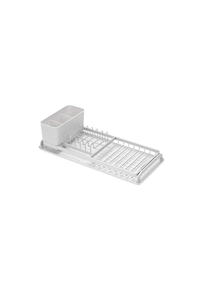 Brabantia Compact Dish Drying Draining Rack with Removable Cutlery Basket - Light Gray - Image 2