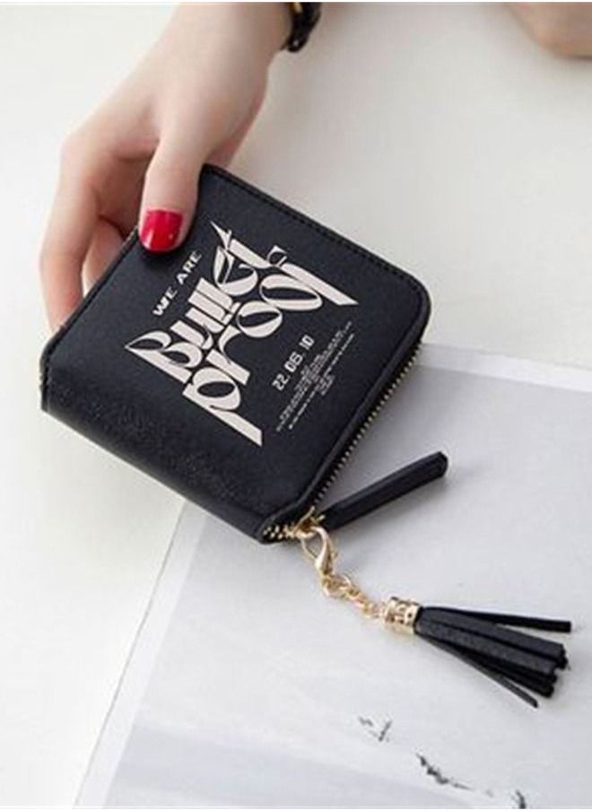 NIBEMINENT - BTS new album Proof tassel purse wallet for women black - Image 1
