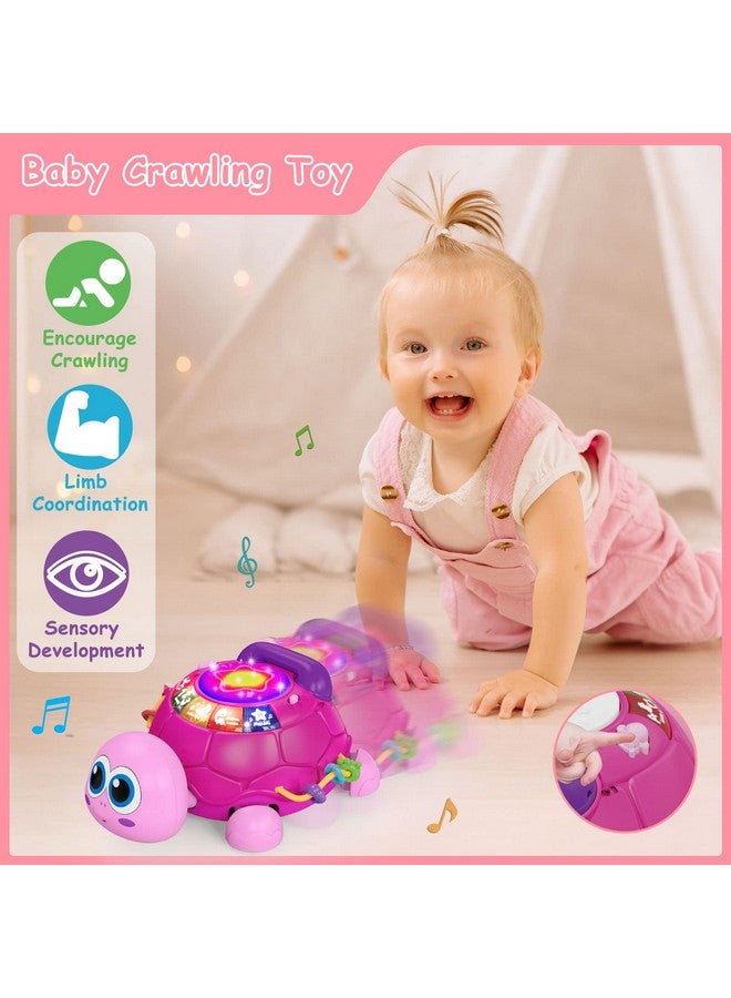 Hanayo Baby Musical Turtle Crawling Baby Girl Toys For 6-18 Months，Infant Early Learning Educational Toy，Baby Girl Gift Essentials For Newborn 7 8 9 11+ Months 1-2 Year Old(Pink) - Image 4
