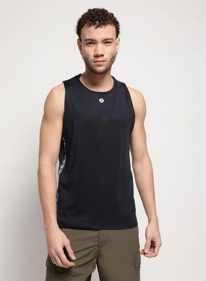 Zaecy Men’s Collared Tank Top – Black & Beige