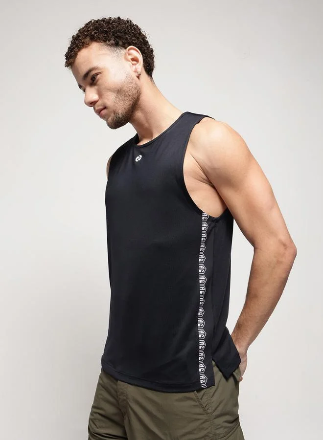 Zaecy Men’s Collared Tank Top – Black & Beige