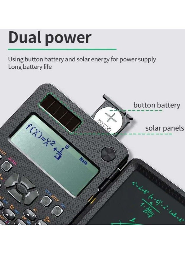 ABJ - Advanced Scientific Calculator Set - Multiview Display, Erasable LCD Writing Tablet, Solar Power, Notepad for School, Engineering, Teachers with Pen included - Image 1