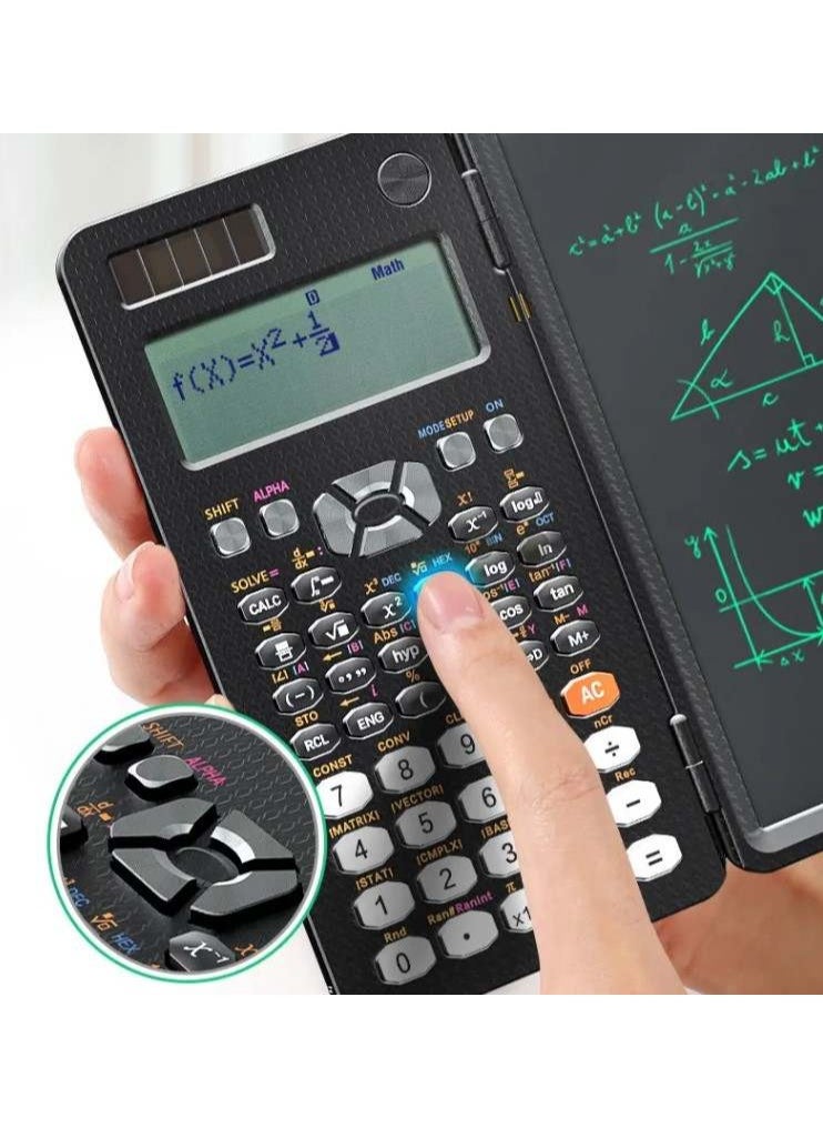 ABJ - Advanced Scientific Calculator Set - Multiview Display, Erasable LCD Writing Tablet, Solar Power, Notepad for School, Engineering, Teachers with Pen included - Image 1