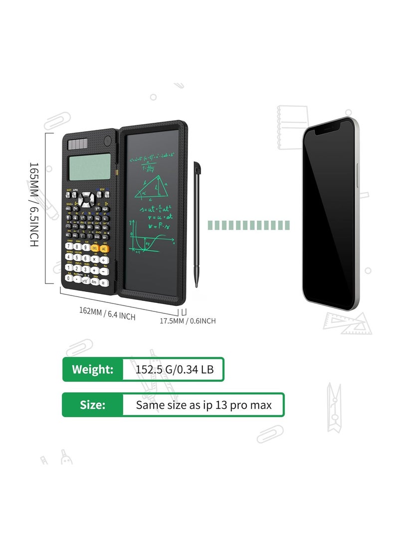 ABJ - Advanced Scientific Calculator Set - Multiview Display, Erasable LCD Writing Tablet, Solar Power, Notepad for School, Engineering, Teachers with Pen included - Image 1
