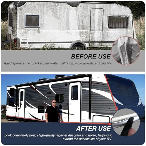 Podoy 1" RV Vinyl Trim Molding Insert 100FT with 12 Screws, RV Screw Cover Trim, RV Weather Stripping Exterior, Corner Molding Exterior Rain Gutter & Roof Edge Rubber Trim for Camper Travel Trailer, White - Image 4