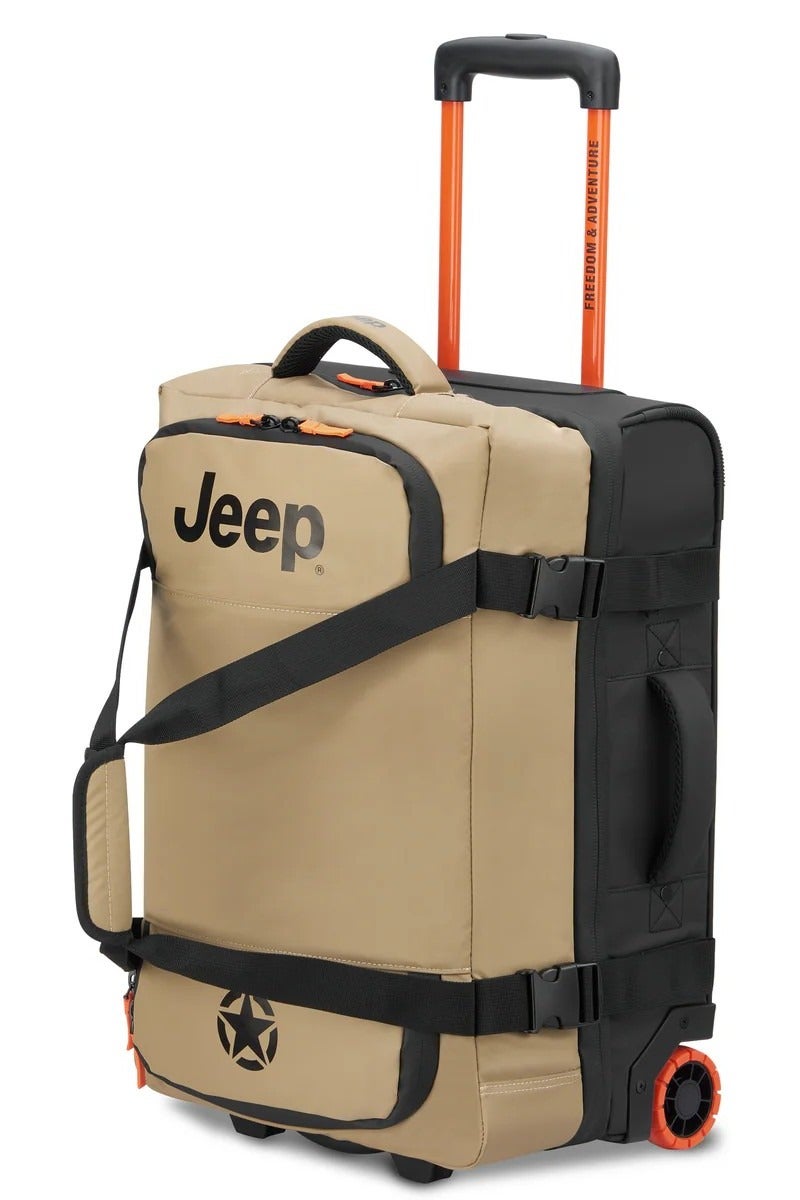 جيب حقيبة سفر بعجلتين  سم من القماش الناعم بلون الرمال الدافئة - Image 2