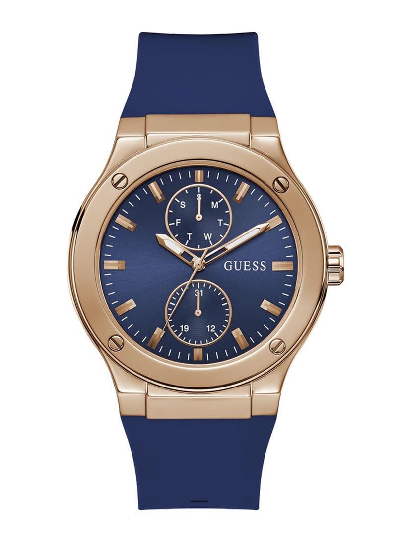 GUESS Men's Blue Rose Gold Tone Multi-function Watch GW0491G4 - 45mm - Image 1