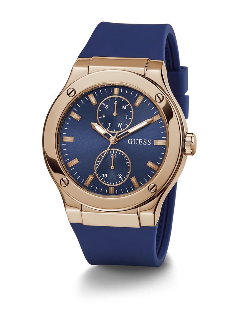 GUESS Men's Blue Rose Gold Tone Multi-function Watch GW0491G4 - 45mm - Image 5