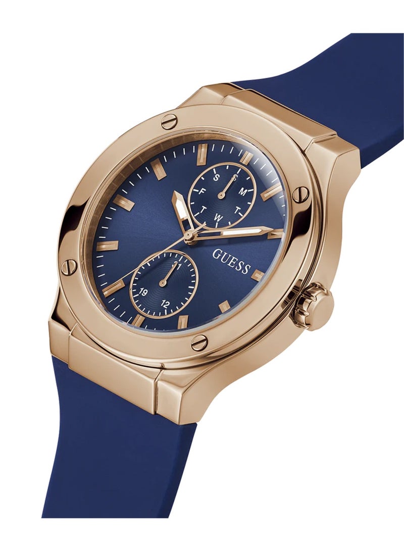 GUESS Men's Blue Rose Gold Tone Multi-function Watch GW0491G4 - 45mm - Image 2