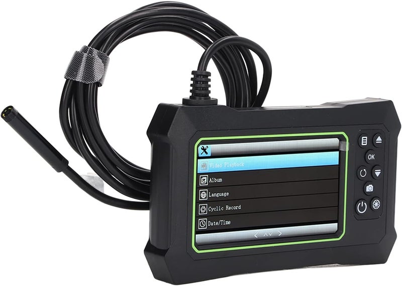 مسبار فحص IP67 مع عدسة 8 مم وشاشة LCD مقاس 4.3 بوصة بدقة 1080 بكسل - منظار داخلي، كاميرا منظار فتحات بطول 2 متر (6.56 قدم) مع 8 مصابيح LED قابلة للتعديل وبطارية 3000 مللي أمبير/ساعة، أصفر. (أخضر وأسود) - Image 3