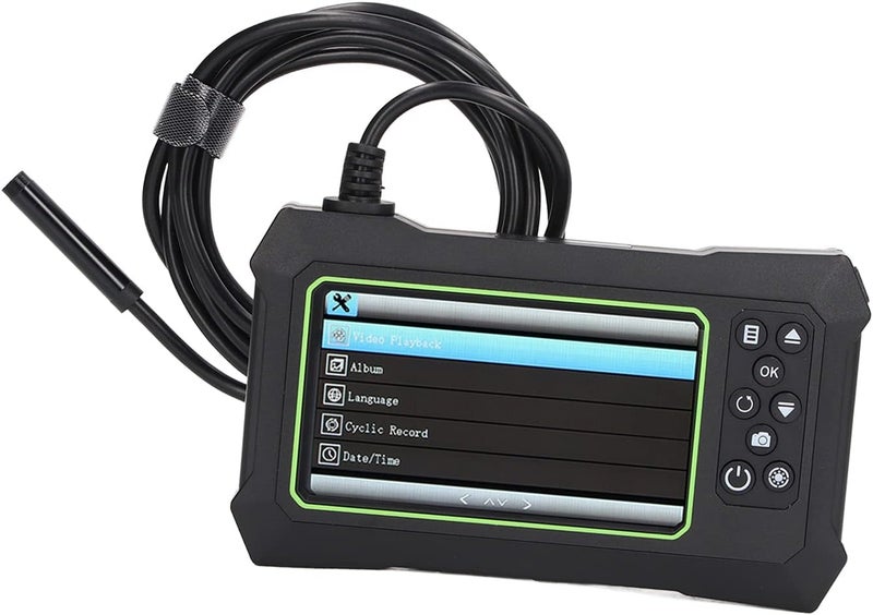 مسبار فحص IP67 مع عدسة 8 مم وشاشة LCD مقاس 4.3 بوصة بدقة 1080 بكسل - منظار داخلي، كاميرا منظار فتحات بطول 2 متر (6.56 قدم) مع 8 مصابيح LED قابلة للتعديل وبطارية 3000 مللي أمبير/ساعة، أصفر. (أخضر وأسود) - Image 5