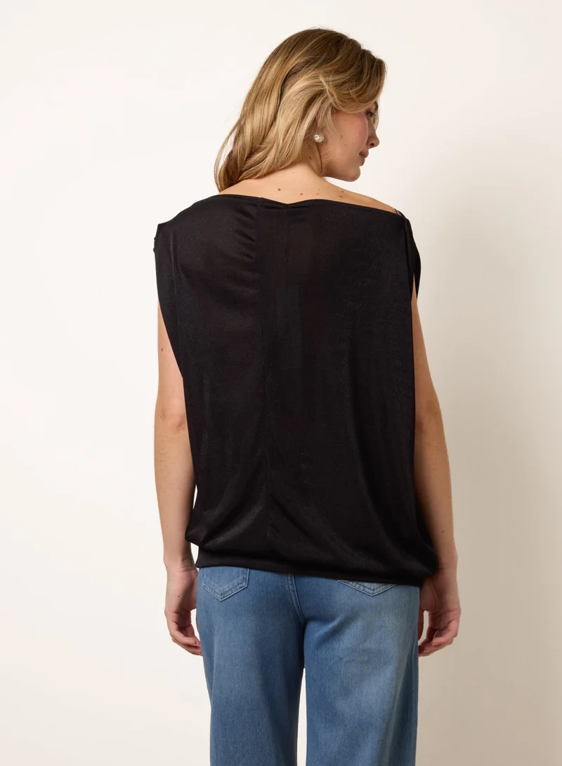 بلو فانيلا Deep Band Slinky Oversize Tunic Top