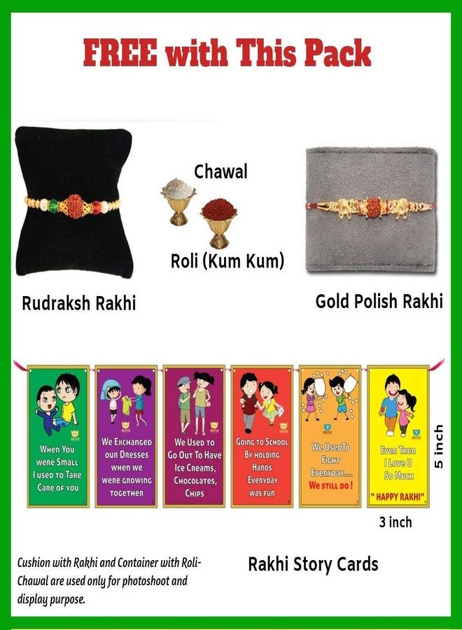 BOGATCHI Complete Rakhi Hamper, Rakhi with Sweets for Brother and Rakhi with Chocolates-90g, Free 2 Rakhi + Free Roli chawal and Rakhi Story Card - Image 2
