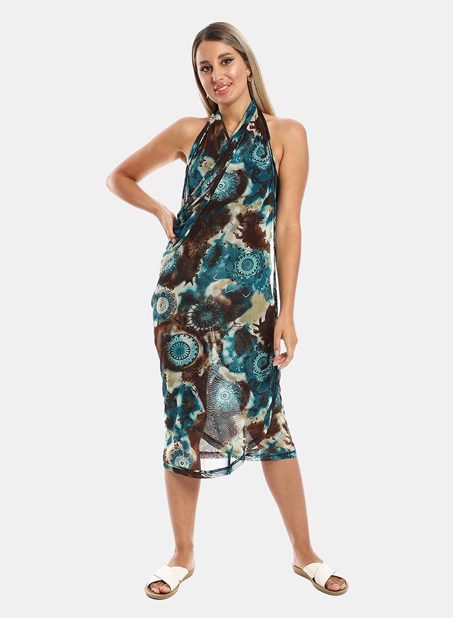 kady Jamila Women Self Pattern Round Collar Cover Up OUTERWEAR, teal, ONE SIZE- Fitted - Image 1