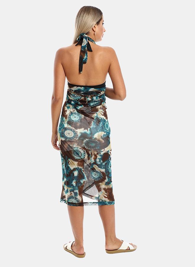 kady Jamila Women Self Pattern Round Collar Cover Up OUTERWEAR, teal, ONE SIZE- Fitted - Image 3