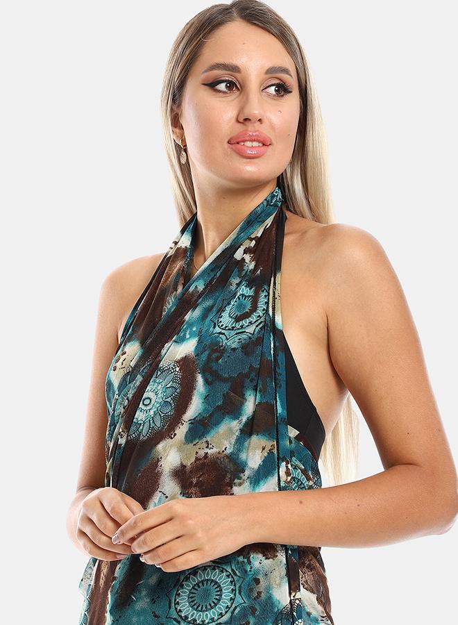 kady Jamila Women Self Pattern Round Collar Cover Up OUTERWEAR, teal, ONE SIZE- Fitted - Image 4