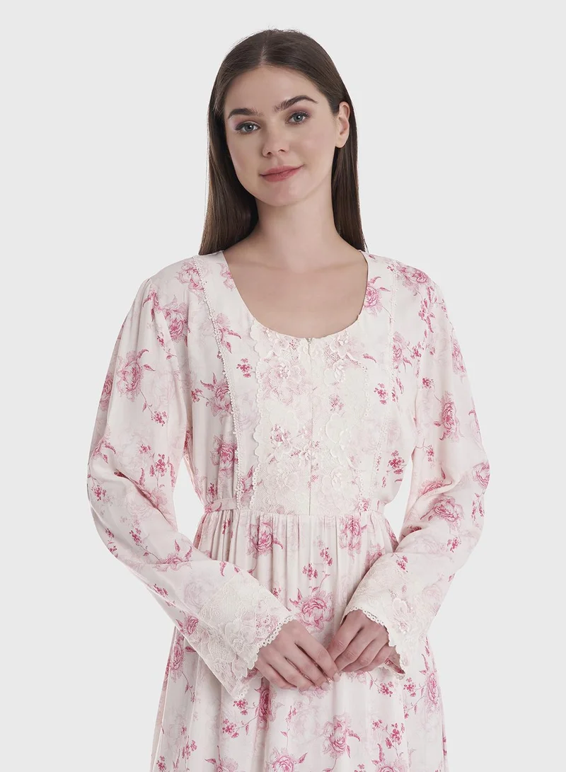 KASHKHA Pink Nightwear with Waist Band