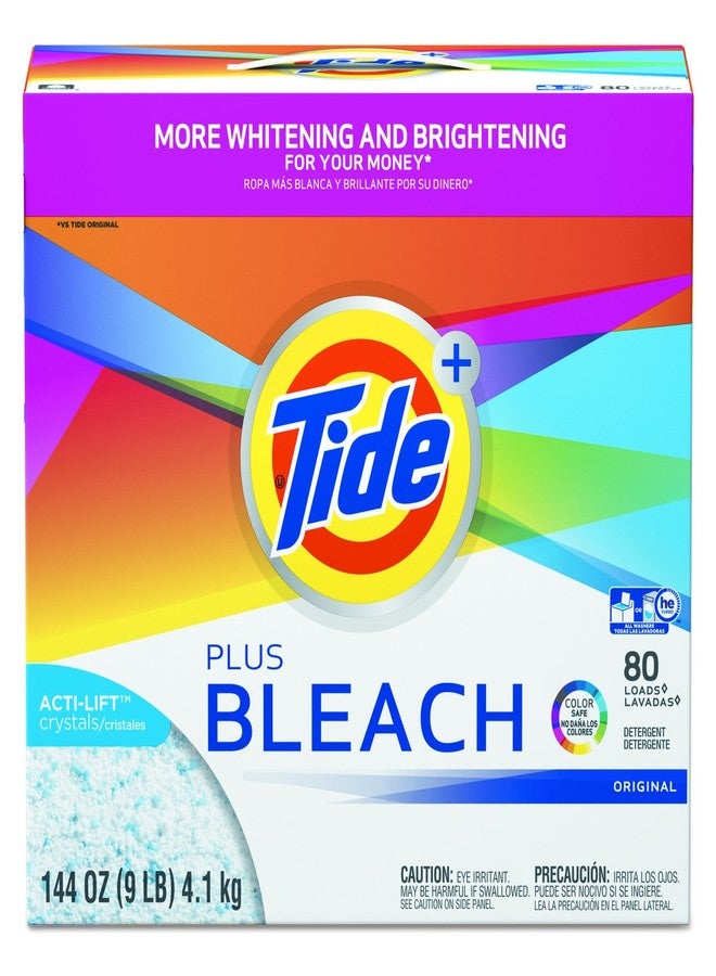 Tide Plus Bleach Powder Laundry Detergent, Original, ( 144 Ounce ., 80 Loads Each), 2 Count - Image 1