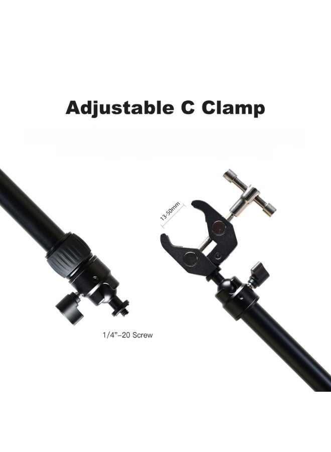 Camera Slider Support Arms?2 Packwith C Clamps, Multi-Angle Movement Length-Adjustable Tripod Support Rods, Alluminium Alloy Triopod Stabilizer for Shooting - Image 2