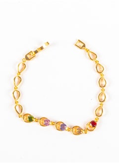 The Black Pearl Accessories Chinese Gold Bracelet with Multi Colored Zirconic Stones (8)  - Image 1